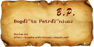 Bogáts Petróniusz névjegykártya